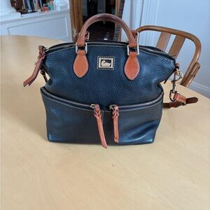 Dooney & Bourke Black and Tan Leather Satchel